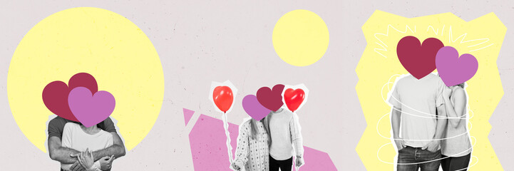 Love Concept Art Collage. Valentine Day Abstract Art.