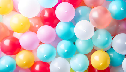 Fototapeta na wymiar many colorful vivid balloons like holiday birthday background