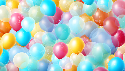 many colorful vivid balloons like holiday birthday background