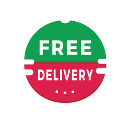 Free delivery banner, Sticker design modern style. Vector template on white background.