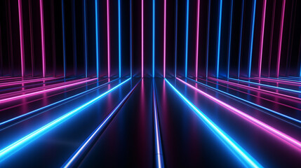 blue and pink neon stripes and ribbons background.