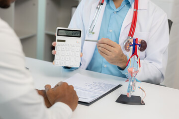 Close-up during consultation of a male patient suspected of having bacterial prostatitis. Prostate...