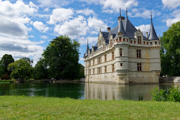 Fototapeta na wymiar Azay-le-Rideau Castle, one of the most popular castle in France