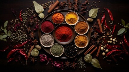 Obraz na płótnie Canvas spices on a wooden background
