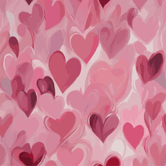 pink background with hearts, 
pink heart oil painting Seamless pattern.
