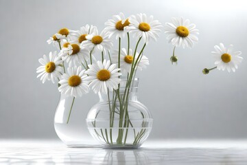 chamomile in vase on white background 3d render 