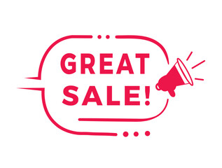 Great sale banner template, badge design modern style. Vector template on white background.