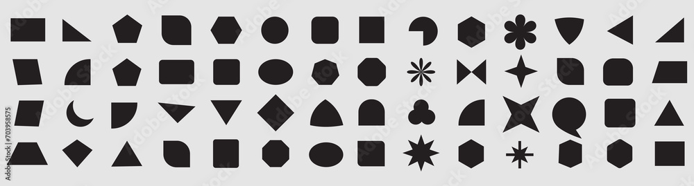 Wall mural abstract and vector basic shapes collection. geometric formal shape. polygonal elements. trendy mini