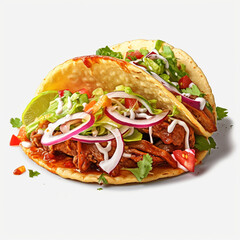 a taco that has a vegetables and meat on transparent background created with Generative Ai