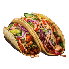 a taco that has a vegetables and meat on transparent background created with Generative Ai
