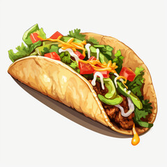 a taco that has a vegetables and meat on transparent background created with Generative Ai