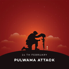 Black day, of India 14 February, pulwama attack, Poster, on Indian army. vector illustration, graphic art, post, design, CRPF Jawans. India, new,