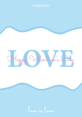 Valentine's day concept poster. Valentine's cards. Romantic event celebration greeting cards. Cute love banners or greeting cards. Design in blue tones and hints of pink. Happy valentine design vector
