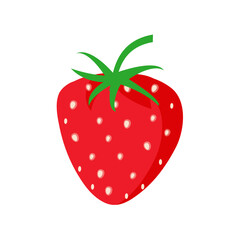 Strawberry fruit vector. Cartoon bright natural strawberrys isolated on white. Vector illustration of fresh farm organic berry used for magazine, book, poster, menu cover, web pages.