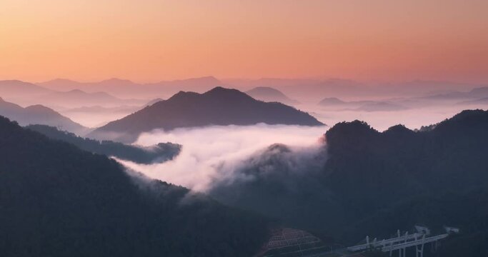 green mountains at sunrise