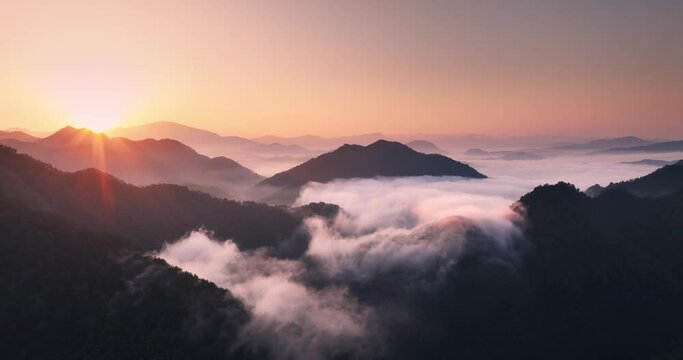 green mountains at sunrise