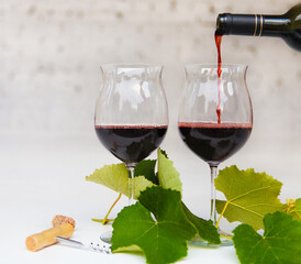 Still life with glasses of red wine