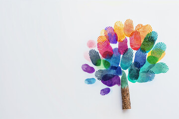 Colorful fingerprints tree isolated on white background. Diversity identity concept. High quality photo - obrazy, fototapety, plakaty