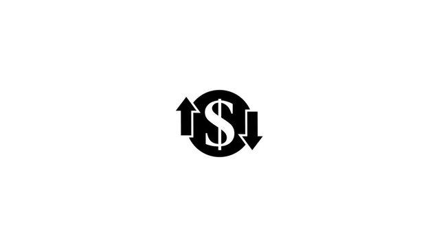  Abstract  Financial growth and dollar coin icon isolated on background. 4k video animatiom