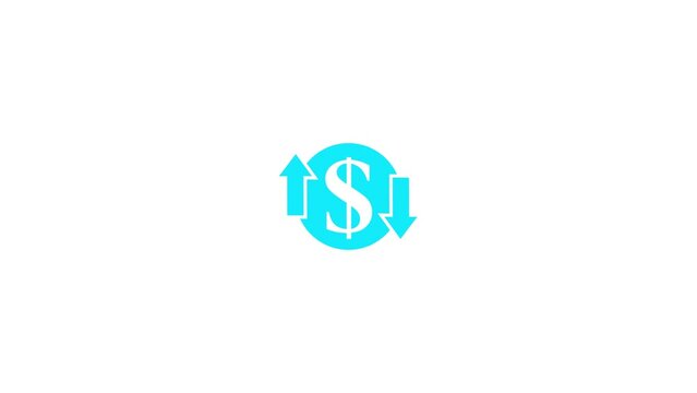  Abstract  Financial growth and dollar coin icon isolated on background. 4k video animatiom