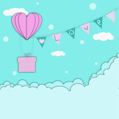 Valentine's Day card in blue tones with a heart