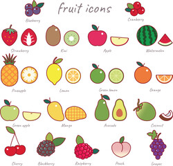 fruit icons set