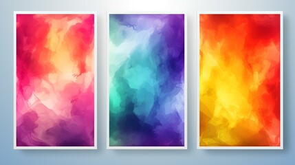Bundle Set of Vector Colorful Watercolor Backgrounds - AI Generated

