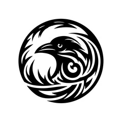 Raven tribal tattoo logo icon design template