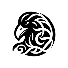 Raven tribal tattoo logo icon design template