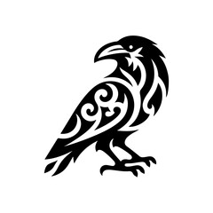 Raven tribal tattoo logo icon design template