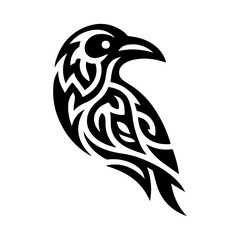 Raven tribal tattoo logo icon design template