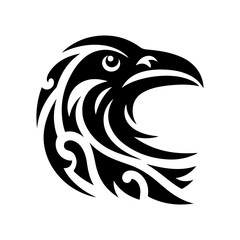 Raven tribal tattoo logo icon design template