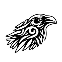 Raven tribal tattoo logo icon design template