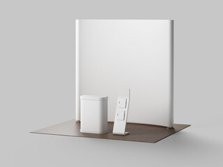 Isometric exhibition booth Stand mockup 3D Rendered