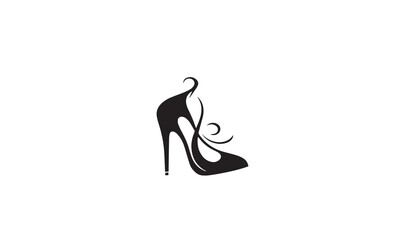 Fototapeta premium Women shoe high heels beauty logo design icon vector white background