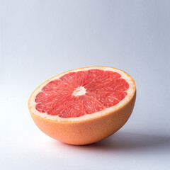 Sliced grapefruit on white background. Minimal fruit concept.