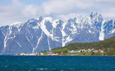 Foto op Canvas Typical fjord landscape above the arctic circle with the Lyngenfjord and massive mountains © Photofex