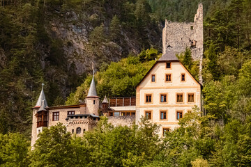 Fototapeta na wymiar Acient fortress on a sunny summer day at Fernstein, Nassereith, Tyrol, Austria
