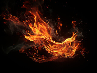 Fototapeta premium Fire sparks and flame background. Fire embers particles over black background. 