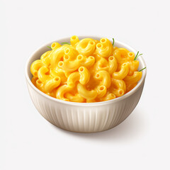 a yellow bowl with baked macaroni isolated on transparent background created with Generative Ai