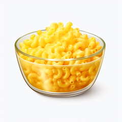 a yellow bowl with baked macaroni isolated on transparent background created with Generative Ai