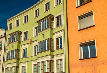 Fototapeta na wymiar Old buildings on a sunny summer day at Innsbruck, Tyrol, Austria