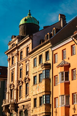 Fototapeta na wymiar Old buildings on a sunny summer day at Innsbruck, Tyrol, Austria