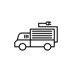 Electric plug in truck vector line icon illustration.