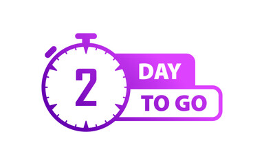 Day to go sign. Flat, purple, 2 day to go icon. Vector icon