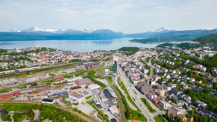 Outdoor kussens Narvik city view, travel destination in Norway in teh Fylke Nordland region © Photofex