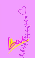 Creative Happy Valentine's Day card concept.Digital illustration in primitive abstract style in bright neon colors for branding,advertising,print,banner,flyer.
