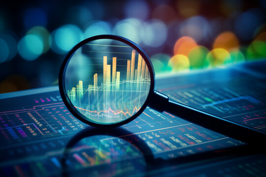 Financial inspection and strategy analysis in business using graphs and market reports