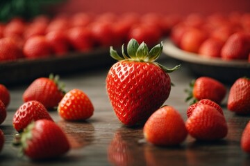 strawberries with red colored description