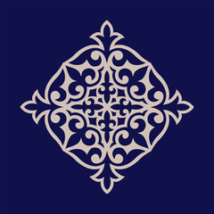 Vintage ornate linear ornaments in Kazakh traditional style. Asian floral designs. Abstract Asian elements of the national pattern of the ancient nomads of the Kyrgyz, Mongols, Kazakhs, Tatars.